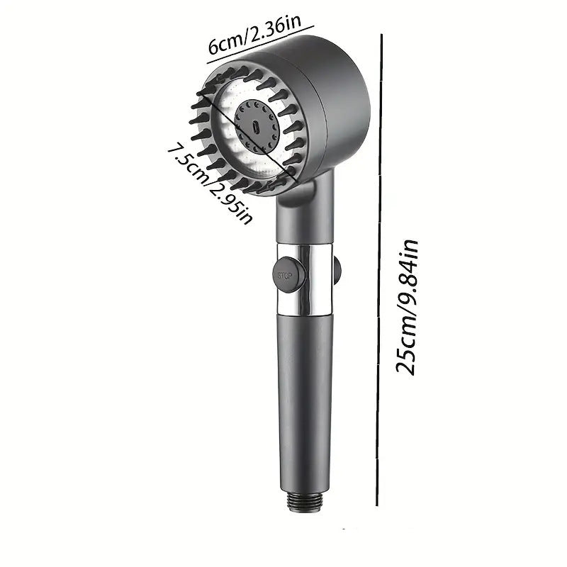Filtering shower head, 25 cm long, 7.5 cm spray face