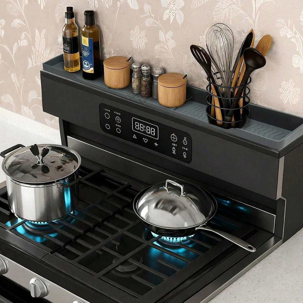 Heat Resistant Silicone Stove Shelf, 30 Inch Space-Saving Kitchen Storage