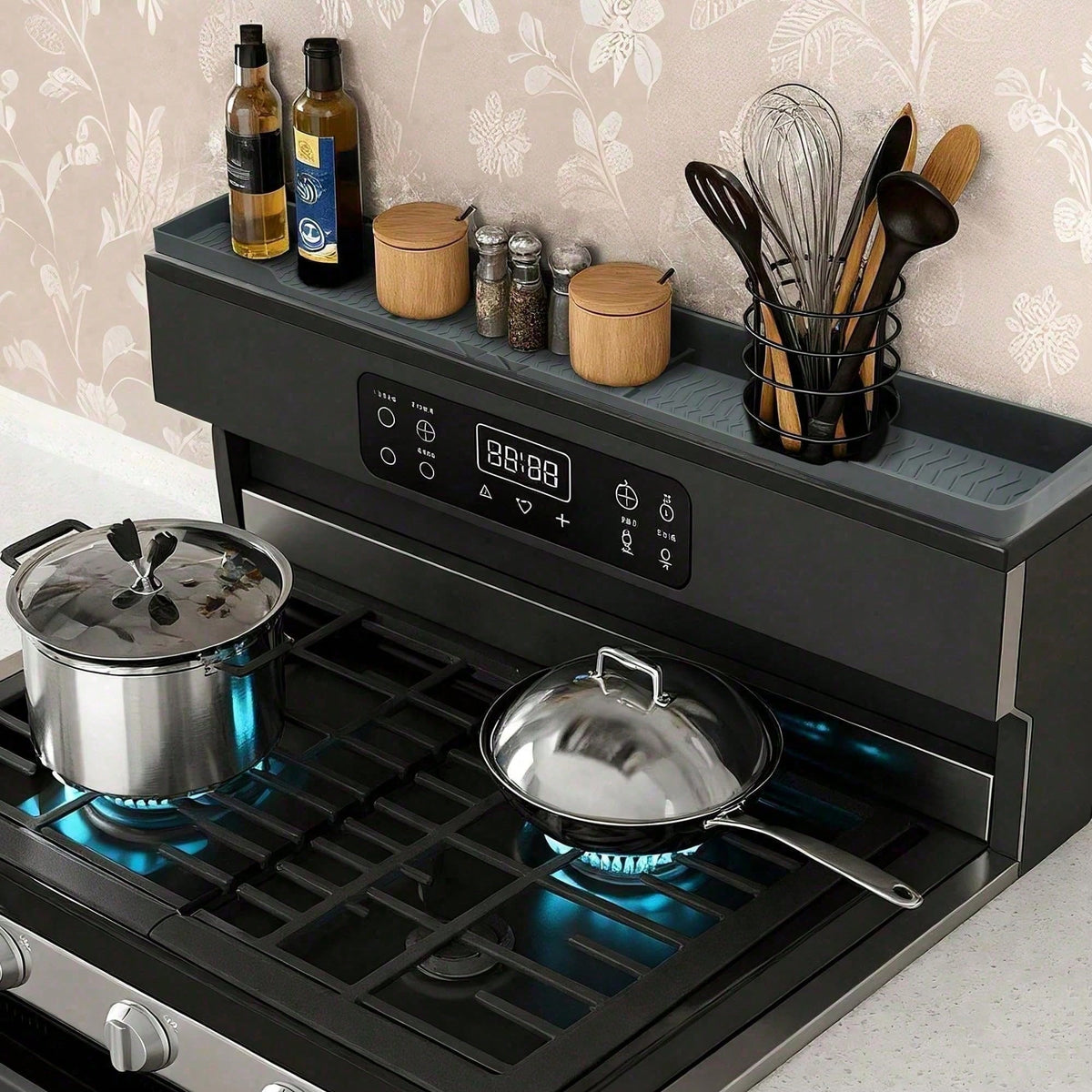 Heat Resistant Silicone Stove Shelf, 30 Inch Space-Saving Kitchen Storage