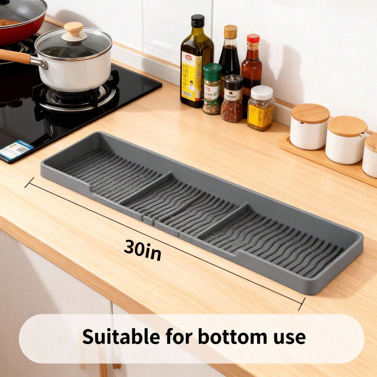 Heat Resistant Silicone Stove Shelf, 30 Inch Space-Saving Kitchen Storage