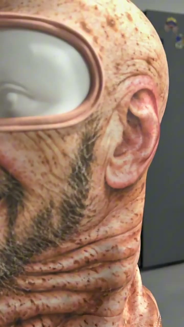The side of the mask, with the printed ear