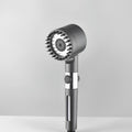 Filtering shower head with the spray plate and the pause button